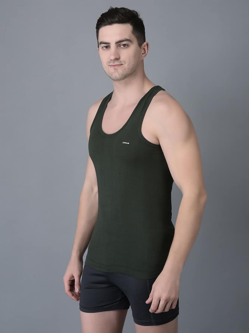 Men's Assorted Pack of 3 Solid Combed Cotton Shrinkless Vest view 2