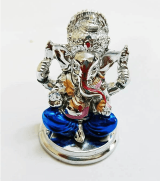 Ayushmann Traders Ganesh Idol Car Dashboard - Hindu Ganesha Statue India Ganpati Lord Murti Mandir Diwali Gifts Silver