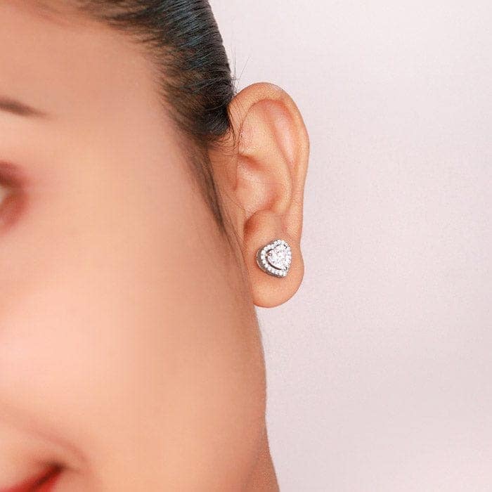 Silver Classic Kiara Heart Studs view 2