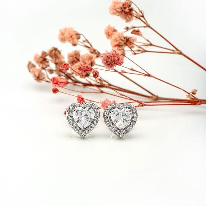 Silver Classic Kiara Heart Studs view 3