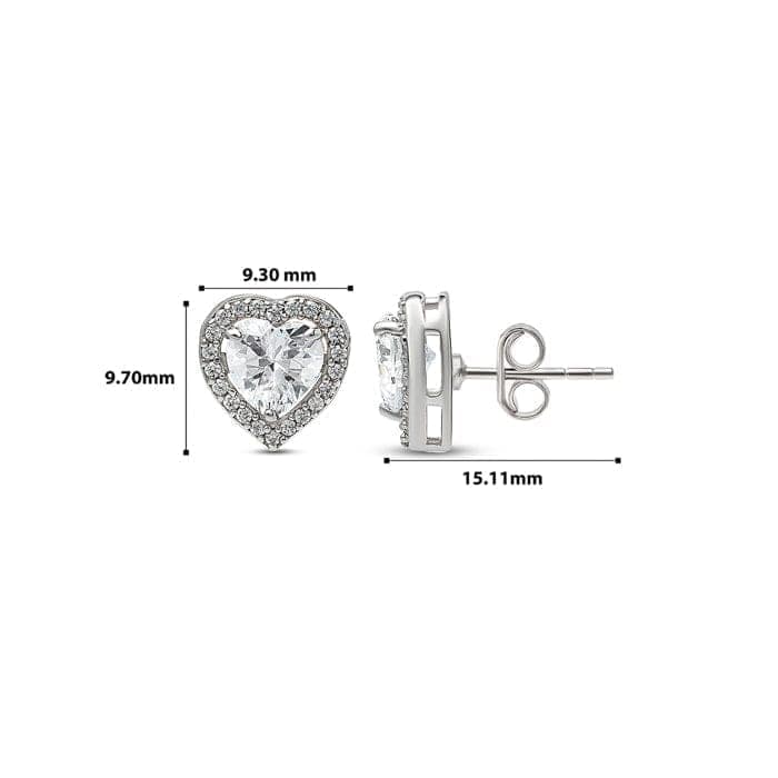Silver Classic Kiara Heart Studs view 4