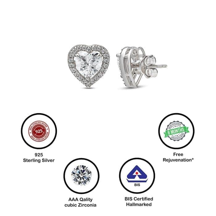 Silver Classic Kiara Heart Studs view 6