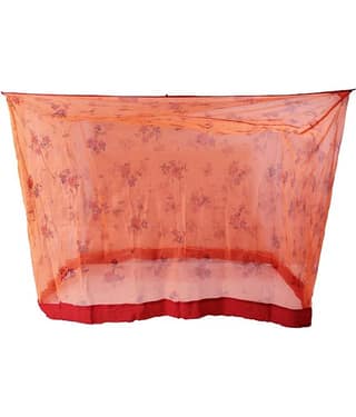 Riddhi Mosquito Net, Machardani Orange Polyester Mosquito Net, Machardani with Border