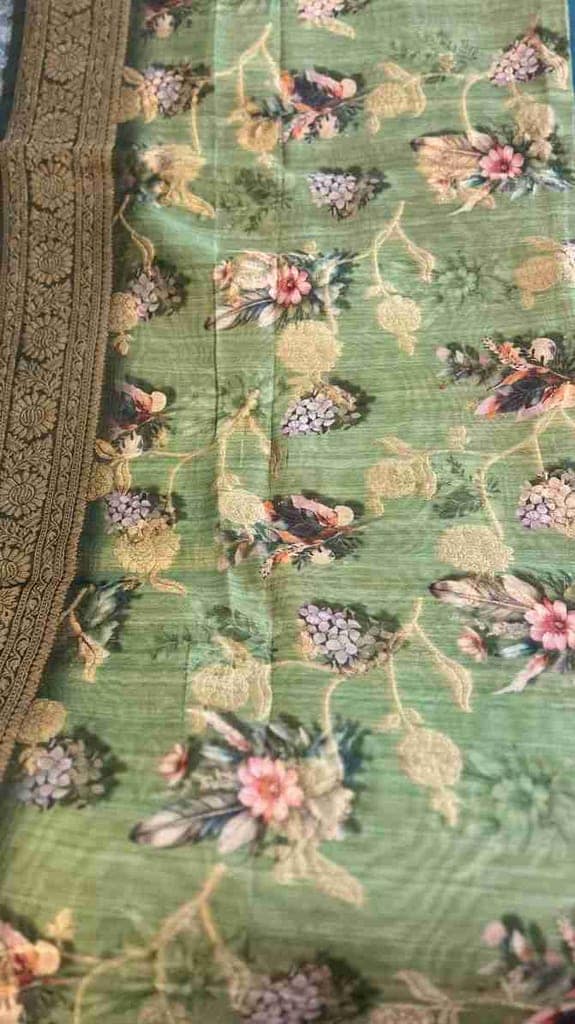 Mint Green Digital Floral Organza view 3