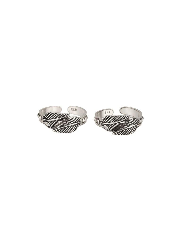 925 Sterling Silver Oxidised Dual Leaf Minima Adjustable Pair Of Toe Ring view 4
