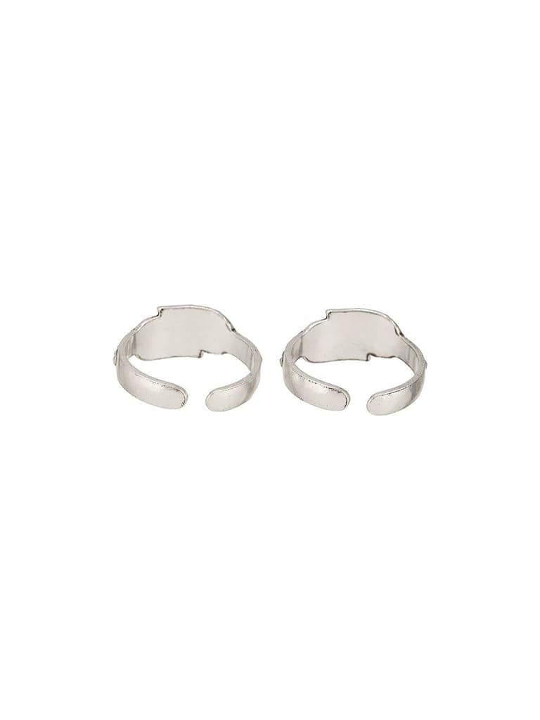 925 Sterling Silver Oxidised Dual Leaf Minima Adjustable Pair Of Toe Ring view 5