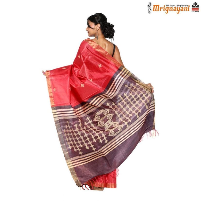HANDLOOM KOSA SAREE WITH BLOUSE (SKU - 1ST101100222, SAREE - 1206) view 4