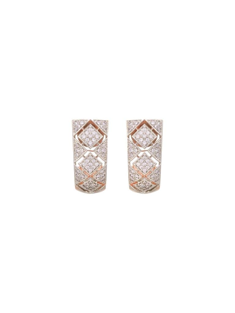 Small diamond encrusted bali earrings, rose gold plated view 3