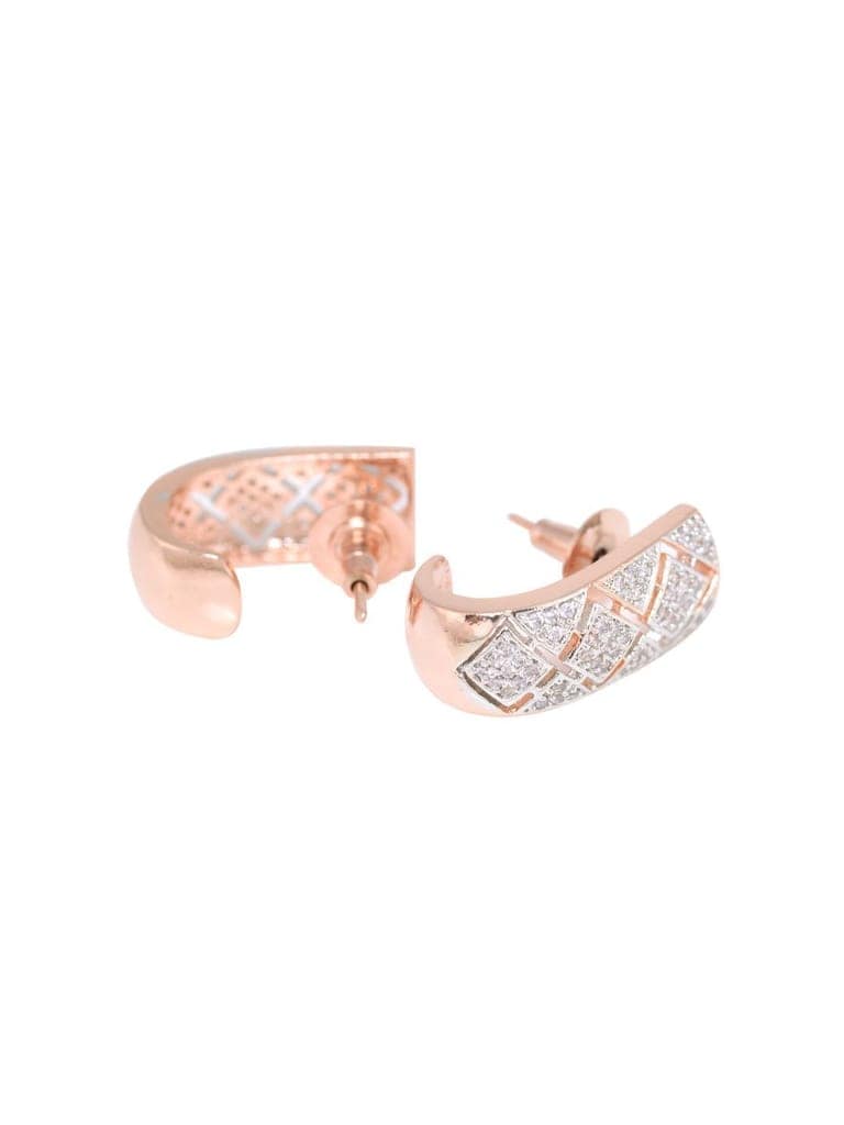 Small diamond encrusted bali earrings, rose gold plated view 4