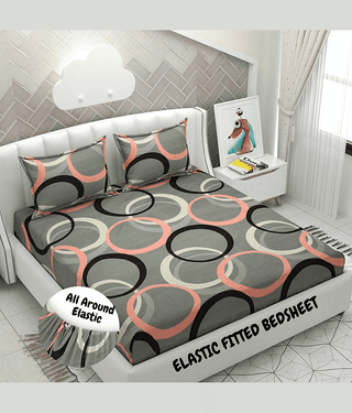 HIDECOR Microfibre Abstract 1 Bedsheet with 2 Pillow Covers - Black