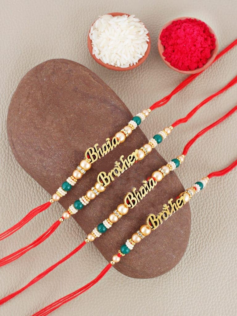 Lucky Jewellery Designer Bhaia Rakhi - Rakshabandhan Pearl Rakhee Bracelet for Brother/Bhaiya/Bhai/Bhabhi Pack of 4 (100-CHR1-196465-4) view 2