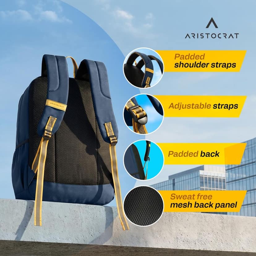 Lava 25L Laptop Backpack (Upto 17"), 2 Compartments, Blue view 3
