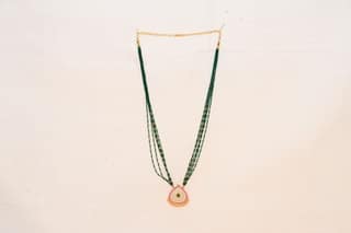 22K Gold Long Beaded Emerald Necklace