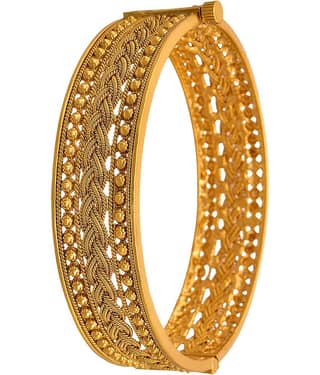 Traditional Ethnic One Gram Gold Plated Braided Gold Bead Designer Openable Kada for Women & Girls.