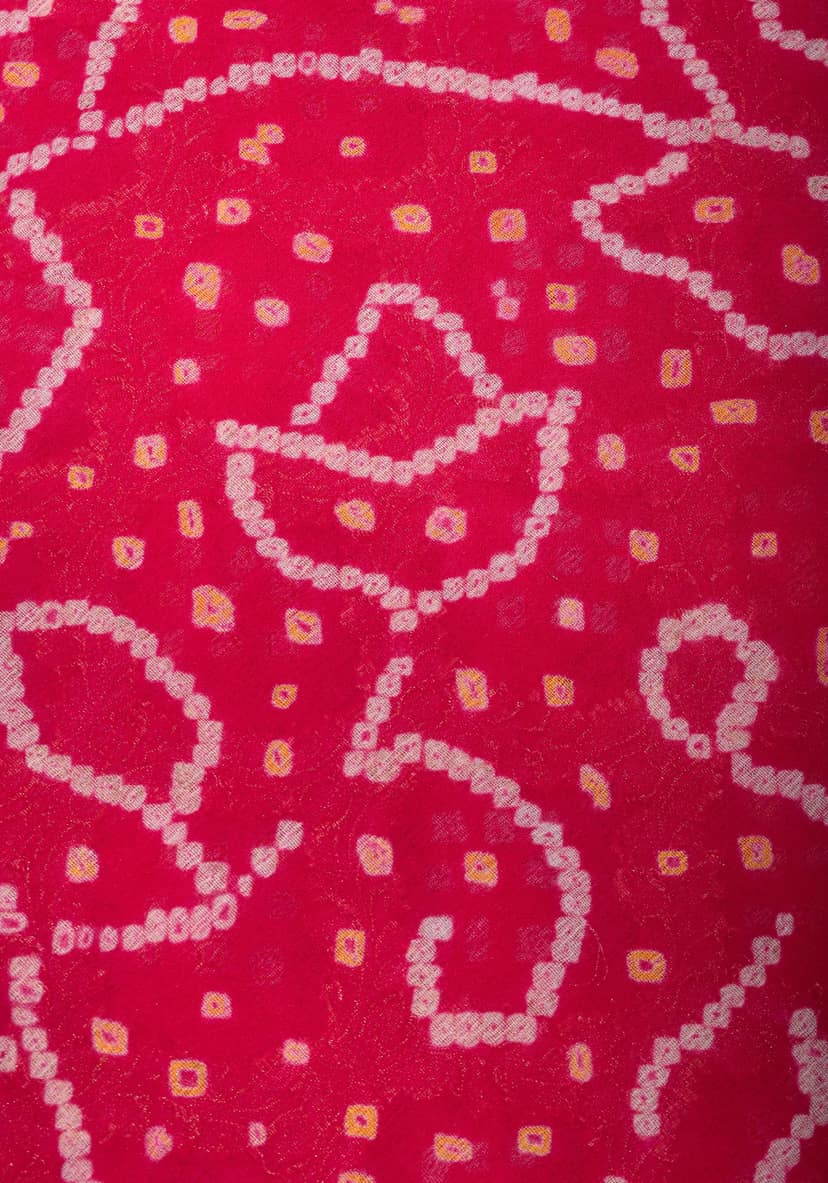 Sarkam Bandhni and Jaal Banarasi Half and Half Pattern pure Silk Georgette Saree in Peach and Pink | SILK MARK CERTIFIED view 3