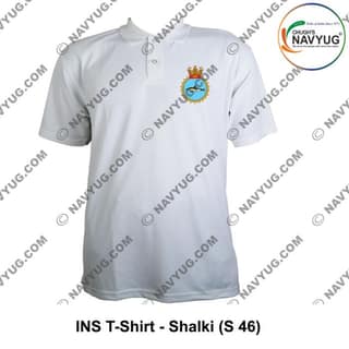 ArmyNavyAir INS Shalki T-Shirt (Large) | Premium Navy Emblem Polo | Casual & Defence Wear