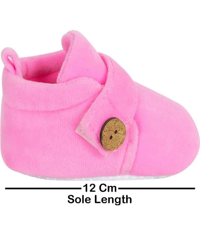 Neska Moda Baby Boys & Baby Girls 6 To 9 Months Velvet Booties (Pink,Light Pink,Baby Pink,Neon Pink) -BT785 view 2