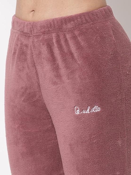 Ukal Women Winter Nightsuit Ladies Fur Nightwear Warm Night Suit for Girls Night Dress Pyjama Set Women's Full Sleeve Top and Pajama Pants Regular Fit Round Neck Pyjama Set view 5