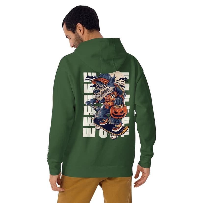 Clothikoo Premium Wolf Printed Edition Hoodie (400 GSM, Bottle Green Colour) view 6