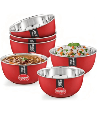 Dream Home Star Bowl 1 Stainless Steel Cereal Bowl 400 mL ( Set of 6 )