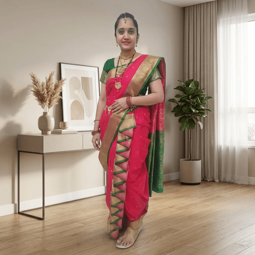 Luster Women's Woven Art Silk Saree With Blouse Piece (Z027_Rani Pink) view 3