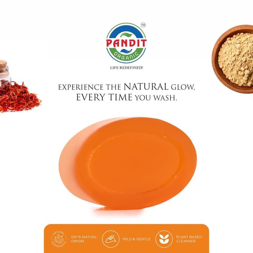 Pure Kesar Chandan Organic Handmade Soap Bar (Value Pack - 100 g) – Cold-Pressed Oils, Glycerin & Natural Botanicals, Sulfate & Paraben Free, Ayurvedic Herbal Cleanser for All Skin Types – Cleansing & Moisturizing view 5