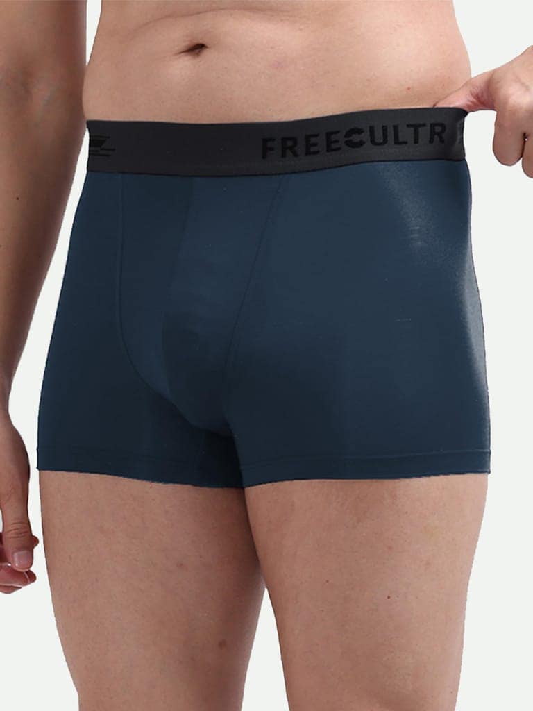 Freecultr Men's Underwear Anti Bacterial Micromodal Airsoft Trunk - Non Itch No Chaffing Sweat Proof - Pack of 2-Midnight Blue,Prussian Blue view 5