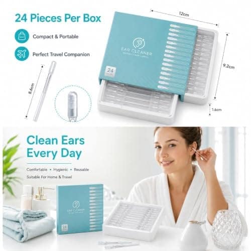 Reusable Sticky Ear Cleaner Tool Set with Soft Silicone Adhesive Tips, 24 Pcs Washable Ear Wax Removal Sticks, Reusable Ear Pick Kit for Adults and Children, Personal Ear Cleaning view 2