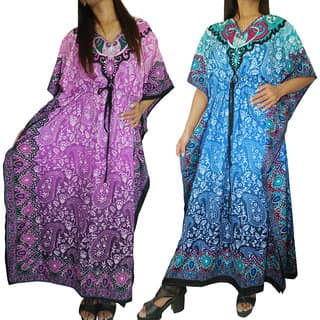 Ukal Combo Pack of 2 Women's Kaftan Dress Cover Up Nightwear Nighty Gown V-Neck Dress