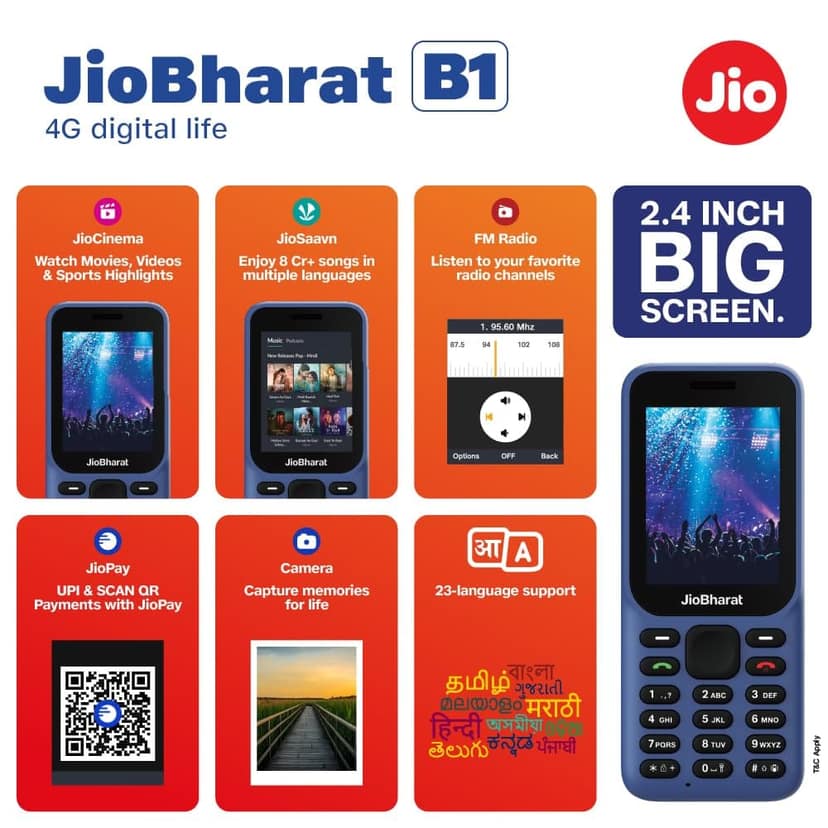Jio B1 Keypad Phone (UPI) Locked Blue (Ash Blue) view 5