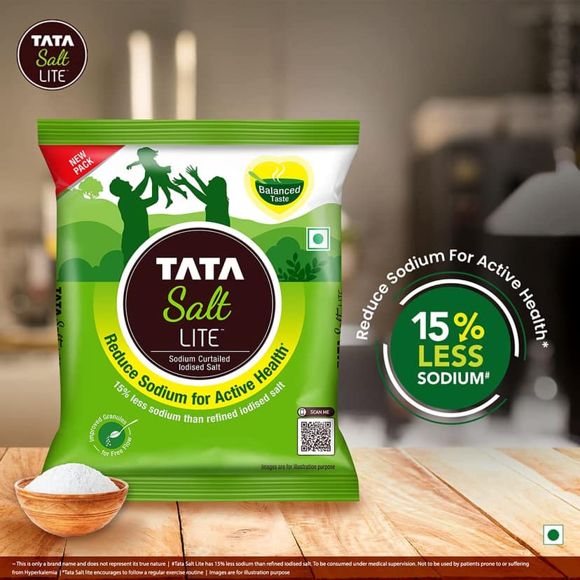 Tata Salt Lite, 15% Low Sodium Salt, Reduce Sodium For Active Health, Lite Namak, 1Kg Pouch view 2
