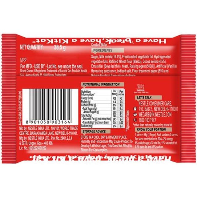 Nestle Kitkat - 4 Finger Wafer Bar, Valentines Day Gift Pack, 38.5 G view 2