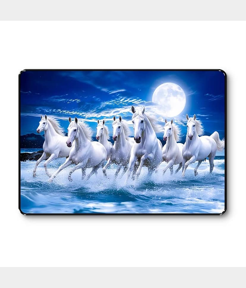 Running White Horses Moonlight Wall Art | Ocean Night UV Print