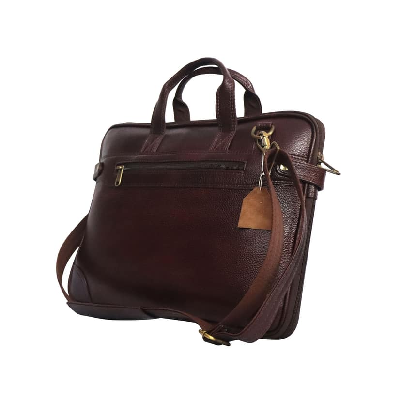FHS Genuine Leather Laptop Bag for Men - Office Bag, Green & Brown Color - Fits Up to 14/15.6/16 Inch Laptop view 4