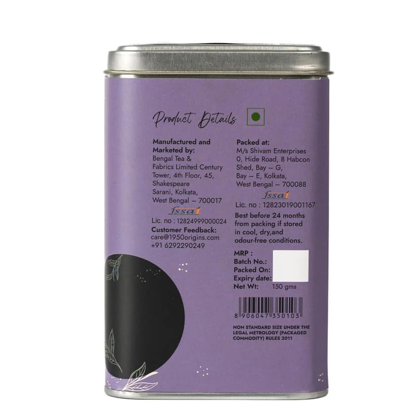 1950 Origins Combo Pack-Assam Symphony&Regal Harmony|100% Natural Loose Leaf Tea|Assorted Black Tea Gift Pack – Premium Assam & Long Leaf Darjeeling Tea|Rich,Strong & Fresh|Tin Caddy, 150 gm X 2 view 7