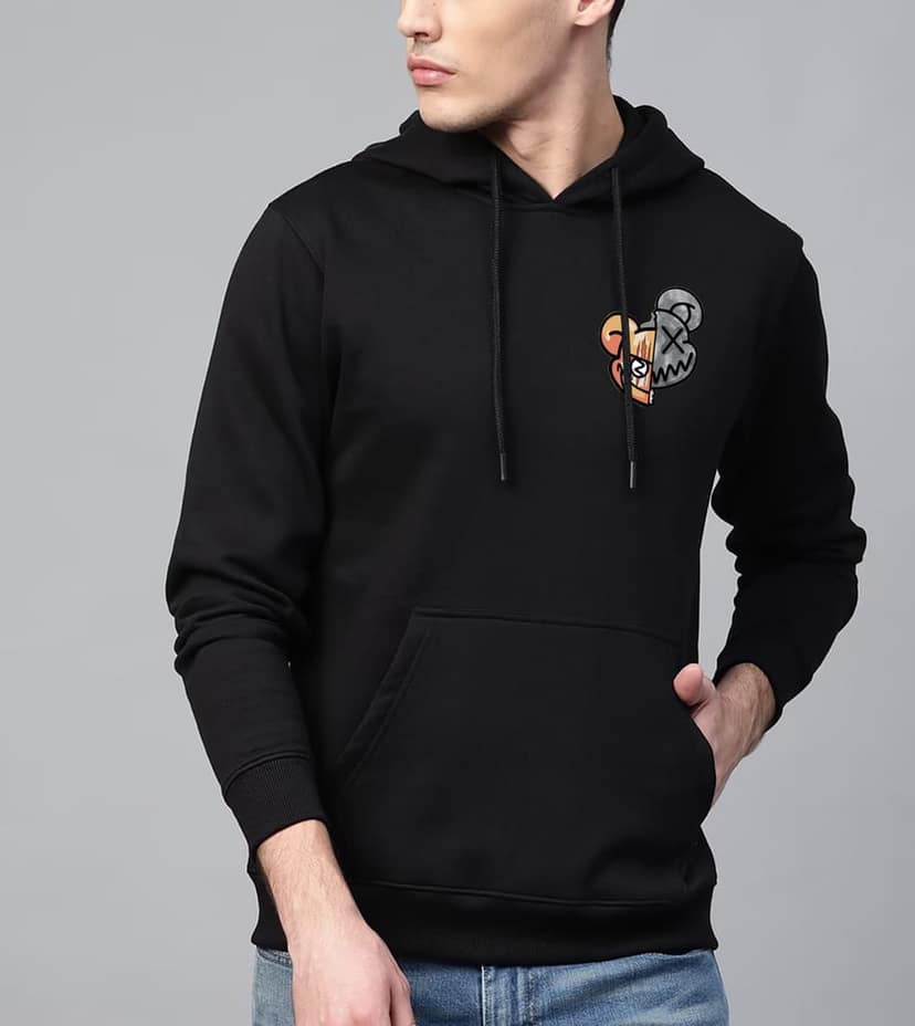 SCOTT FINCHER Men's Black and Orange Bear Graphic Hoodie : AA(RSHOD)BLACK_37 view 4