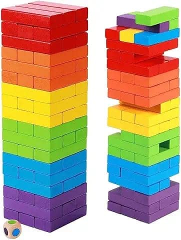 Toy Imagine 54 Pcs Colourful Wooden Blocks for Boys 7–14 Years – Indoor Balancing & Building Game, Montessori Wooden Toys, Kids Activity Tower Block for Cognitive Development & Fun view 2