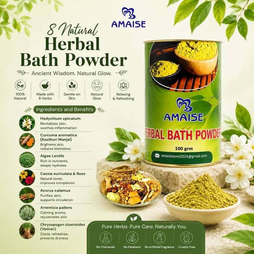 Amaise 8 Natural Herbal Bath Powder 100 gm view 3