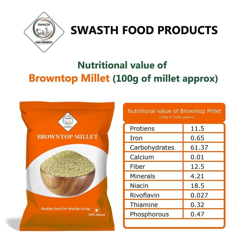 SWASTH Millets Unpolished and Natural Millet Combo Pack of 3 - 1Kg Each (, Browntop, Foxtail,Kodo Millets) view 7