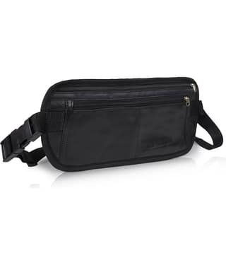 CIMONI Travel Waist Bag Leather Black Waist Pouch