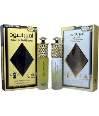 MANASIK AMEER AL OUD ORIGINAL & AMEER AL OUD WHITE OUD Concentrated Attar Roll On 6ml . ( COMBO SET )