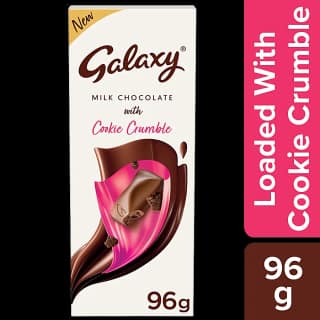Galaxy Silky Smooth Milk Chocolate With Cookie Crumble, Loaded With Delicious Cookie Pieces And Goodness Of Milk, 96 G, Pack Of 4