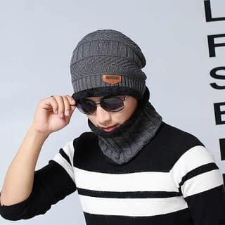 Eastern Club Unisex Grey Woolen Winter Cap (Pack of 2)