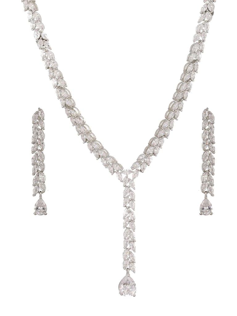 Silver Toned CZ Studded Long Tassel Delicate Bridal Jewellery Set view 5