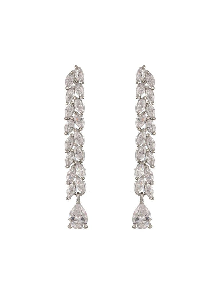 Silver Toned CZ Studded Long Tassel Delicate Bridal Jewellery Set view 7