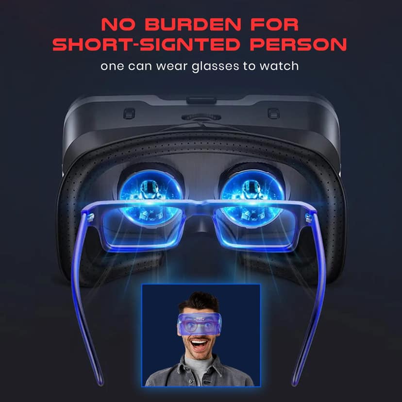 Irusu Play VR Ultra VR Headset -(1year Warranty) 3D Virtual Reality Glasses with Anti Blueray Resin 40mm HD Lens,Headphones, inbuilt Touch Button for Learning | Gaming | Watching Videos. view 6