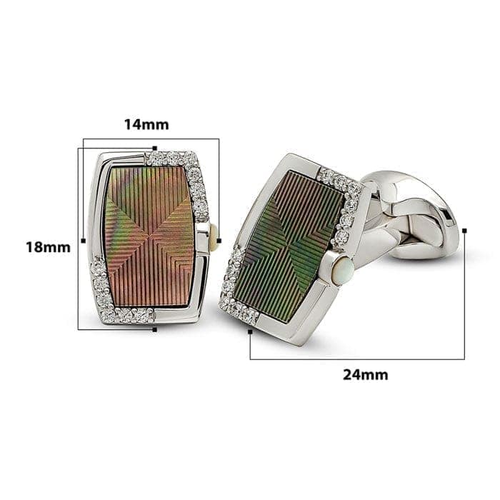 Silver Rectangle Aurora Pearl (MOP) Limited Edition Cufflinks view 3