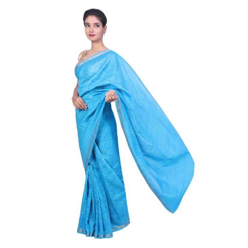 HANDLOOM MAHESHWARI SAREE- (COTTON+SILK MIX) WITH BLOUSE (SKU - 3I0102030422 SAREE- 101) view 2