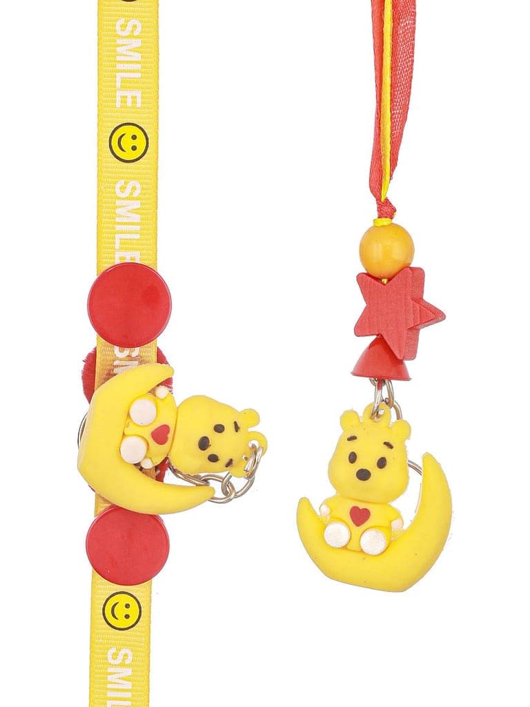 Set Of 2 Winnie The Pooh Key Chain Kids Toy Rakhi With Roli Chawal view 4