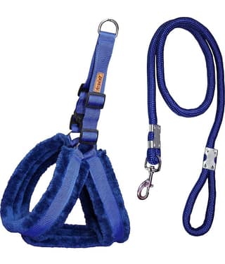 Petshop7 Fur Padded Nylon Dog Harness Dog Leash Rope Small (Chest Size - 23-28inch)